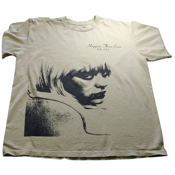 Billie Eilish Tee Shirt Happier Than‎ Ever Cotton Men's Size Large Lash Music - Picture 2 of 8
